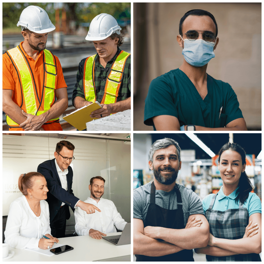 Diverse professionals across different industries representing employer teams